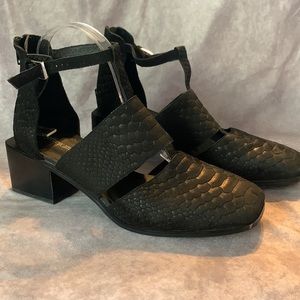 Jeffrey Campbell | Douglas Cutout Bootie in Black Matte Snakeskin Print Size 8